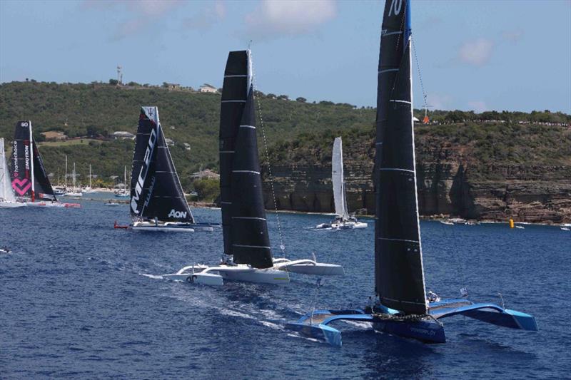 Eight multihulls made an impressive sight for spectators in the final start  - 2020 RORC Caribbean 600 photo copyright Tim Wright / photoaction.com taken at Royal Ocean Racing Club and featuring the IRC class