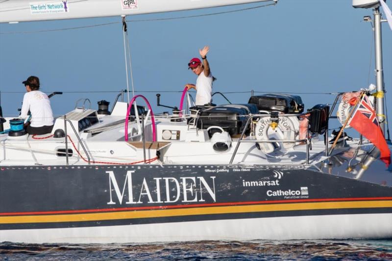 Liz Wardley on Maiden at Barbuda on the first day of the RORC Caribbean 600 photo copyright Arthur Daniel / RORC taken at Royal Ocean Racing Club and featuring the IRC class
