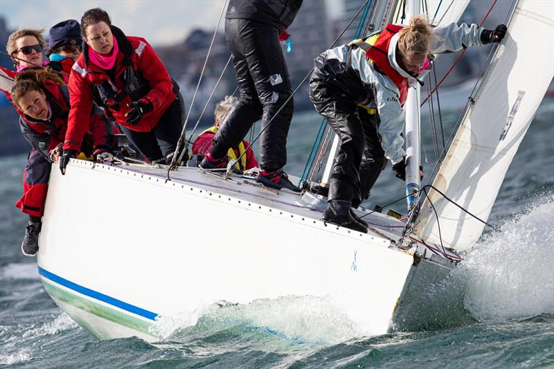 Monica Jone's Salamander III leads the RMYS charge - Australian Women's Keelboat Regatta photo copyright Bruno Cocozza taken at Royal Melbourne Yacht Squadron and featuring the IRC class