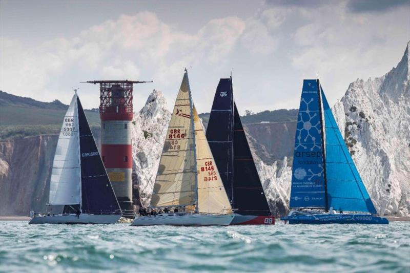 Racing past the Needles Lighthouse in the RORC's Cowes-Dinard-St Malo Race photo copyright Paul Wyeth / pwpictures.com taken at Royal Ocean Racing Club and featuring the IRC class