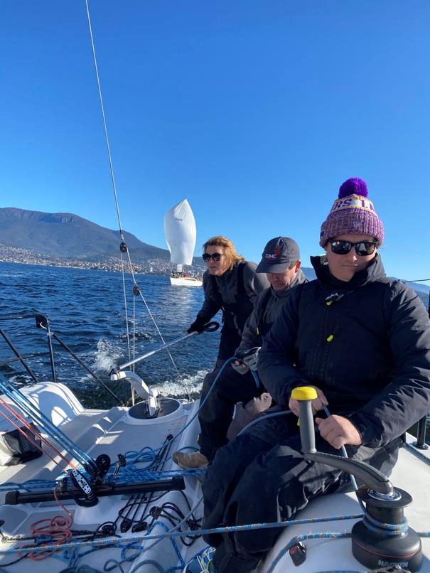 Jacinta Cooper at the helm of Crusader on the River Derwent today photo copyright Indy Cooper taken at  and featuring the IRC class