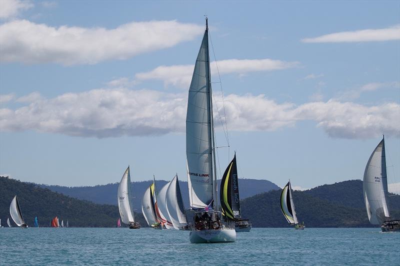 Ragamuffin 111 (with Qantas logo) won Race 5 - Airlie Beach Race Week photo copyright Shirley Wodson taken at Whitsunday Sailing Club and featuring the IRC class