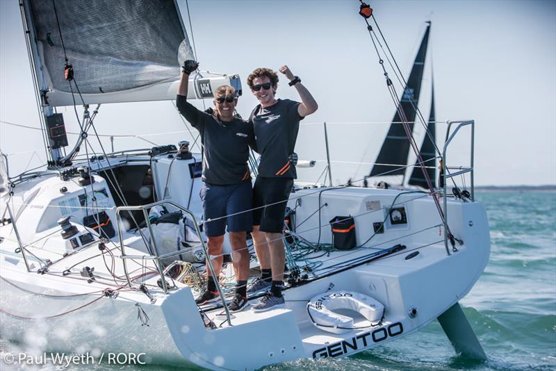 Celebrating their overall win in the IRC Two-Handed Championship - Dee Caffari and James Harayda on their Sun Fast 3300 Gentoo - RORC IRC National Championships 2020 - photo © Paul Wyeth / pwpictures.com