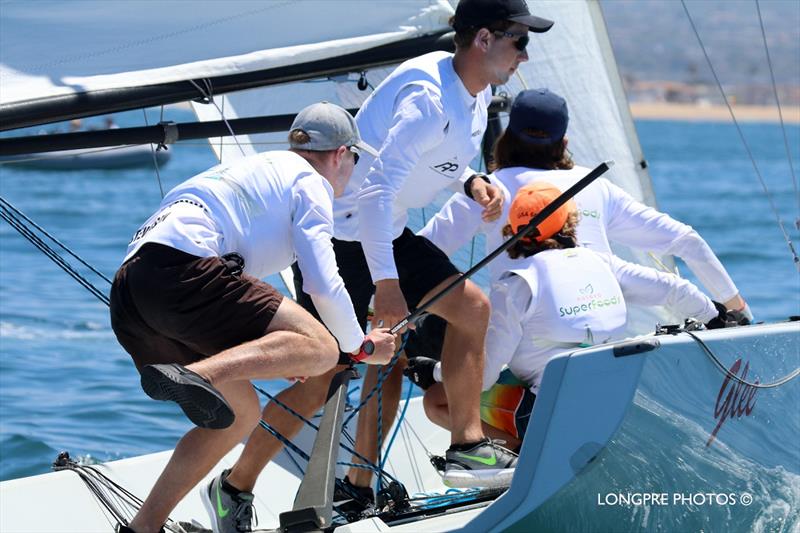 # 2 – #7 world ranked match racing skipper, Jordan Stevenson (NZL, left above) completes a tack in the 2019 Governor's Cup aboard one of the “purpose built” GovCup 22s provided to each team photo copyright Longpre Photos taken at Balboa Yacht Club and featuring the IRC class