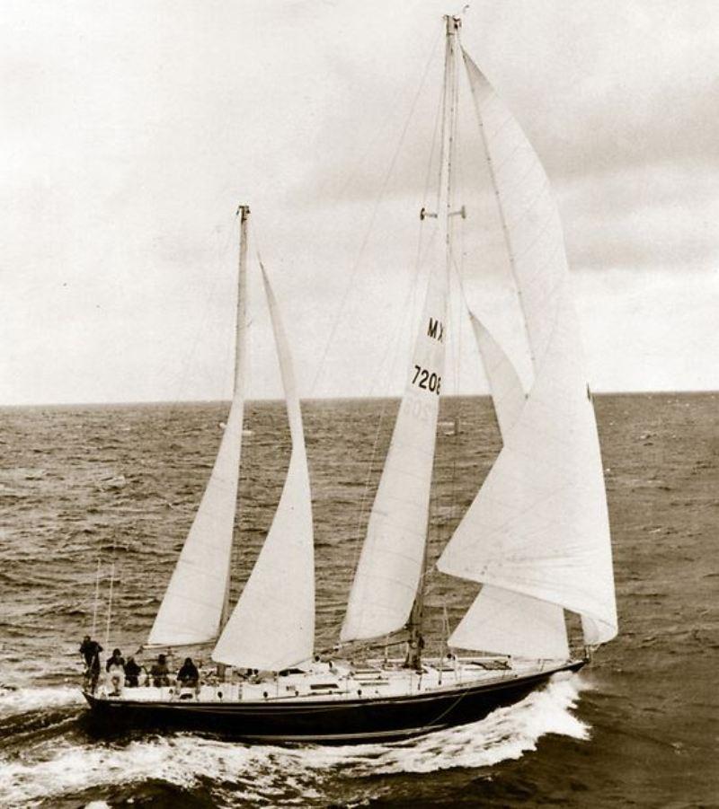 Circa 1974: 'Sayula II' skippered by Ramon Carlin, returning to Portsmouth to win the first Whitbread Round the World Yacht Race photo copyright OGR / PPL taken at  and featuring the IRC class