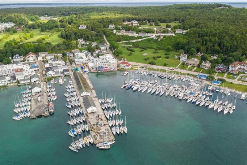 Aerial view of harbor - Mackinac Island 2019 - photo © Matt Knighton