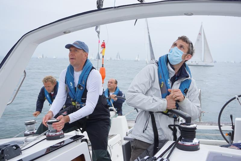 The Trust crew aboard Solent Hero during Round The Island Race photo copyright Jack Broadley taken at  and featuring the IRC class