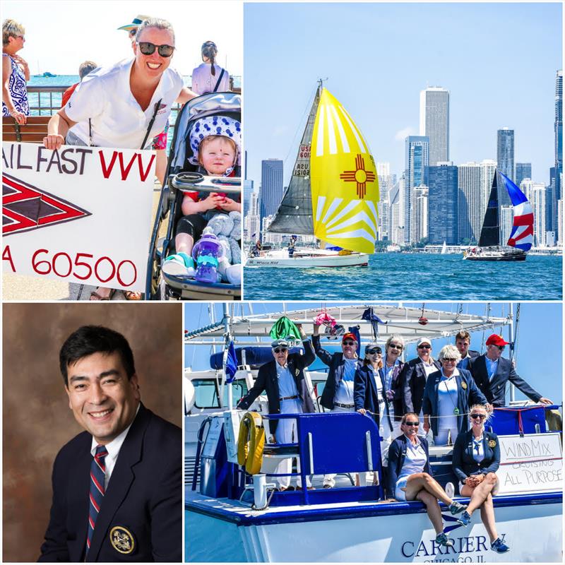 Spectators can cheer on their favorite boats from Navy Pier on Saturday at Parade of Boats; Chicago Mac race boats against the Chicago skyline; Chicago YC's Race Committee in 2019; Race Chair Martin Sandoval, who will also compete in the event  photo copyright Chicago Yacht Club taken at Chicago Yacht Club and featuring the IRC class