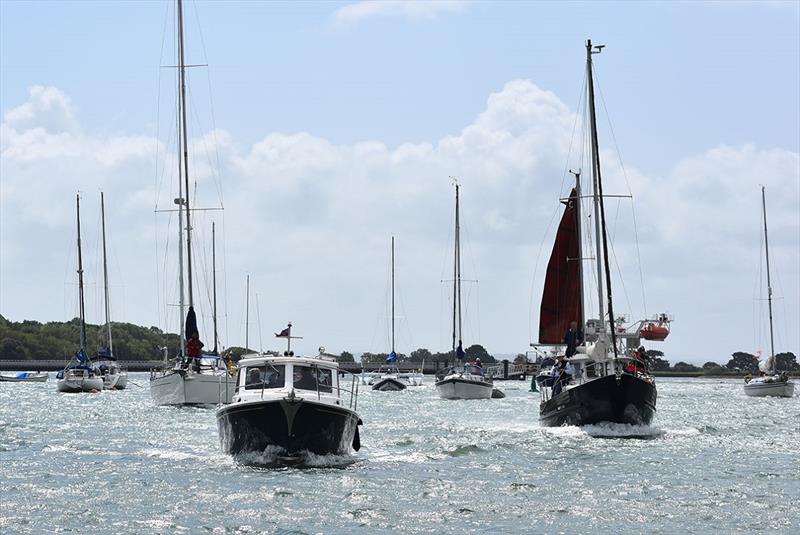 Sir Chay Blyth leads a parade of sail up the Hamble River  - photo © Barry Pickthall / PPL