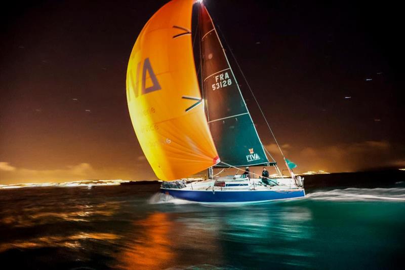 JPK 1030 Léon arrives in the early hours of Friday morning at the Cherbourg finish line - Rolex Fastnet Race photo copyright Paul Wyeth / www.pwpictures.com taken at Royal Ocean Racing Club and featuring the IRC class