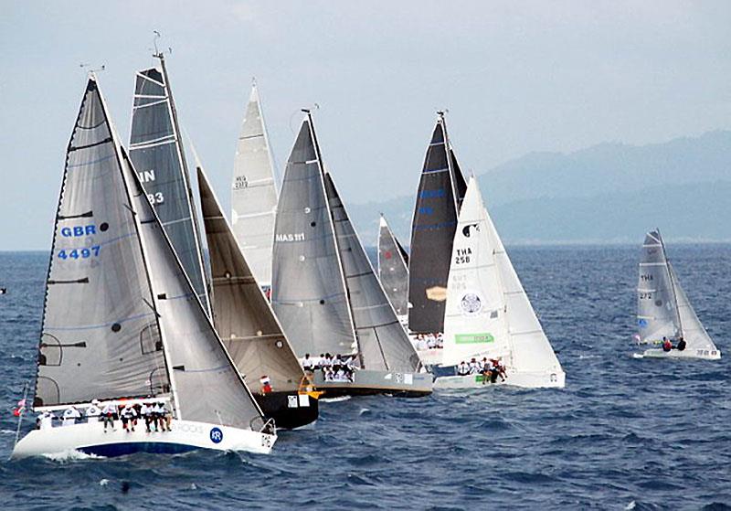 Kings Cup 2019 IRC2 start; Kata Rocks in the foreground, and the author's team to the far right. photo copyright Guy Nowell / Phuket King's Cup taken at Royal Varuna Yacht Club and featuring the IRC class