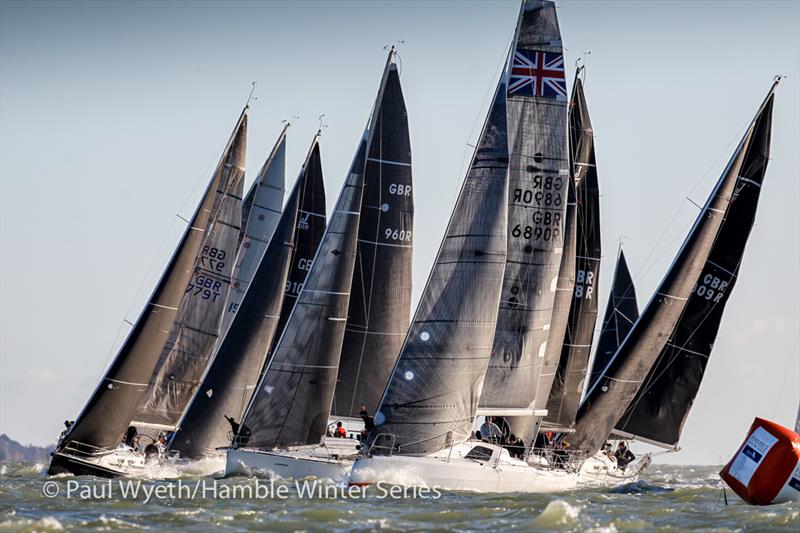 IRC Two start, Gentoo, during HYS Hamble Winter Series Race Week 7 photo copyright Paul Wyeth / www.pwpictures.com taken at Hamble River Sailing Club and featuring the IRC class