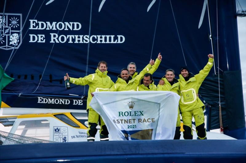 The Maxi Edmond de Rothschild established a new multihull record for the new course of 1d 9hrs 15mins 54 secs photo copyright Paul Wyeth / pwpictures.com taken at Royal Ocean Racing Club and featuring the IRC class