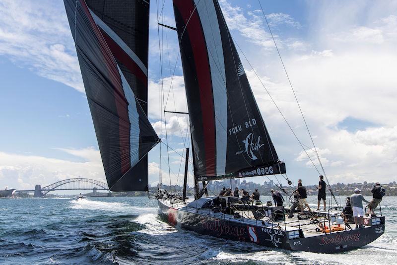 SHK Scallywag 100 wins Line Honours in the 2021 SOLAS Big Boat Challenge photo copyright Andrea Francolini taken at Cruising Yacht Club of Australia and featuring the IRC class