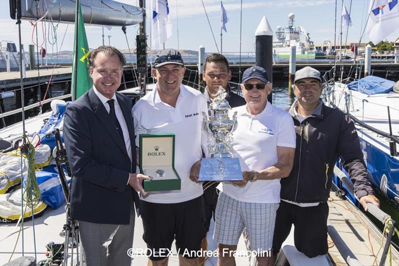 (L-R): Benoit Falletti, General Manager - ROLEX Australia; Matt Allen, owner/skipper - Ichi Ban; Matiu Te Hau, Ichi Ban; Noel Cornish AM, Commodore - Cruising Yacht Club of Australia; and Tim Ryan, Ichi Ban photo copyright Rolex / Andrea Francolini taken at Cruising Yacht Club of Australia and featuring the IRC class