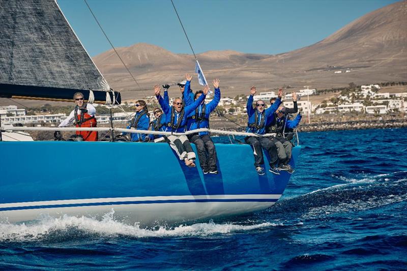 Carlo Vroon's Dutch entry, Diana bid farewell to Lanzarote, Canary Islands as they head off after the start - RORC Transatlantic Race photo copyright James Mitchell taken at Royal Ocean Racing Club and featuring the IRC class
