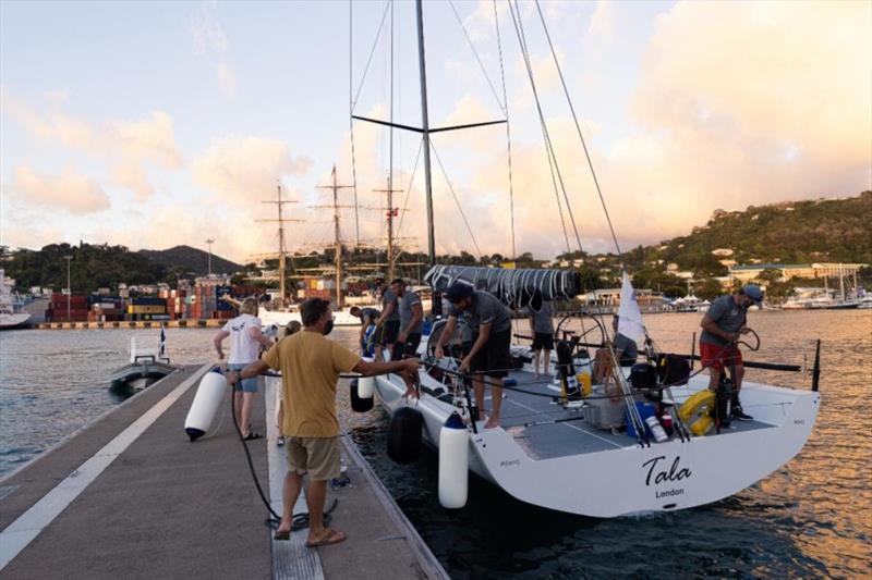 Zara Tremlett, Marina Manager and team at Port Louis were on the dock to welcome Tala - photo © Arthur Daniel / RORC