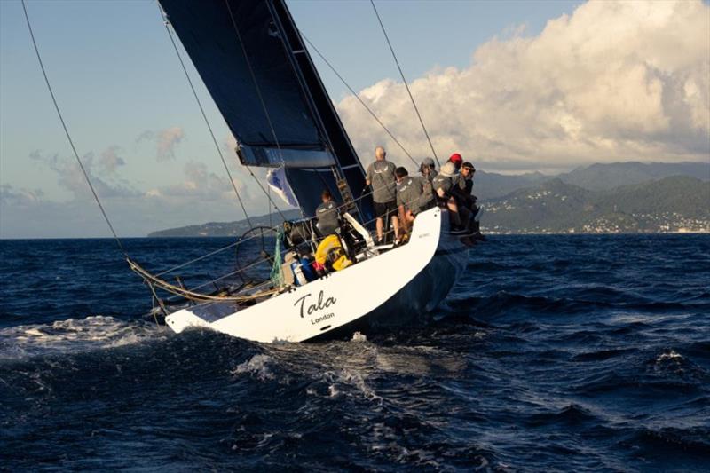Tala crossed the finish line in Grenada after the closest battle in the eight-year history of the race came to a dramatic conclusion, with Max Klink's Botin 52 Caro (CH) just one hour behind on the water - photo © Arthur Daniel / RORC