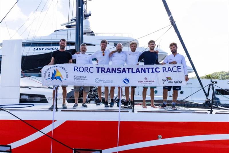 Orc 50 Club 5 Oceans finished the race on 20 January and received a great welcome dockside in Grenada: Team Club 5 Oceans were: Oleg Dudkin, Quentin le Nabour, Michele Lecce, Romain Szyjan, Evgeny Tokarev, Bram Vanspengen , Vadim Yakimenko photo copyright RORC taken at Royal Ocean Racing Club and featuring the IRC class