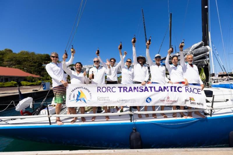 Tonnerre de Glen crew - after a very close finish in the RORC Transat - photo © Arthur Daniel / RORC