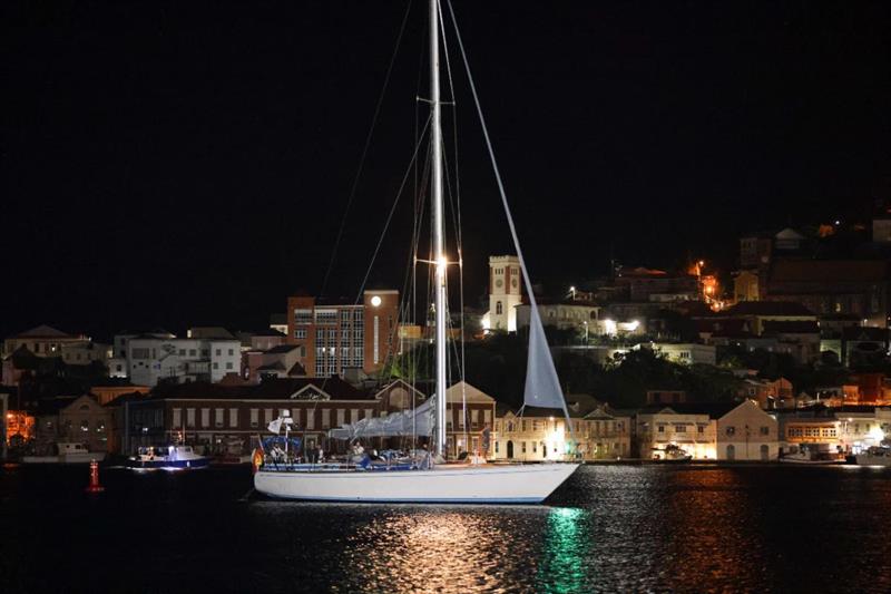 Martin Westcott's 1978 S&S Swan 57 Equinoccio (CHI) makes her way through the Carenage at Port Louis, Grenada after finishing the RORC Transatlantic Race photo copyright Arthur Daniel / RORC taken at Royal Ocean Racing Club and featuring the IRC class