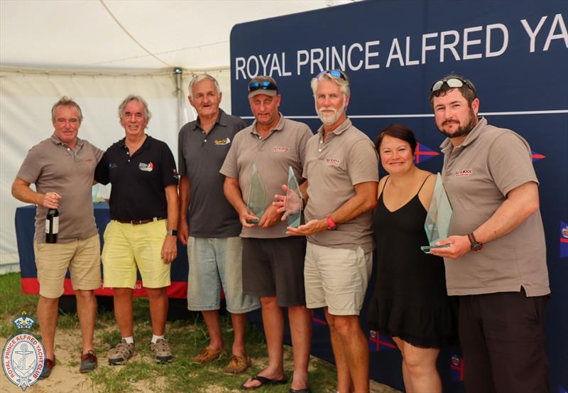 RPAYC Rear Commodore of Racing Robert McClelland and CHYC Commodore John Wait present trophies to LCE Old School Racing - Club Marine Pittwater to Coffs Harbour Yacht Race photo copyright RPAYC Media taken at Royal Prince Alfred Yacht Club and featuring the IRC class