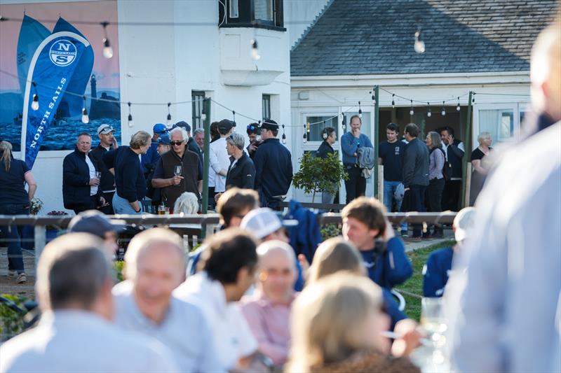 Enjoying pasta, beer and catching up with fellow competitors after racing on day 1 of the RORC Easter Challenge - photo © Paul Wyeth / www.pwpictures.com