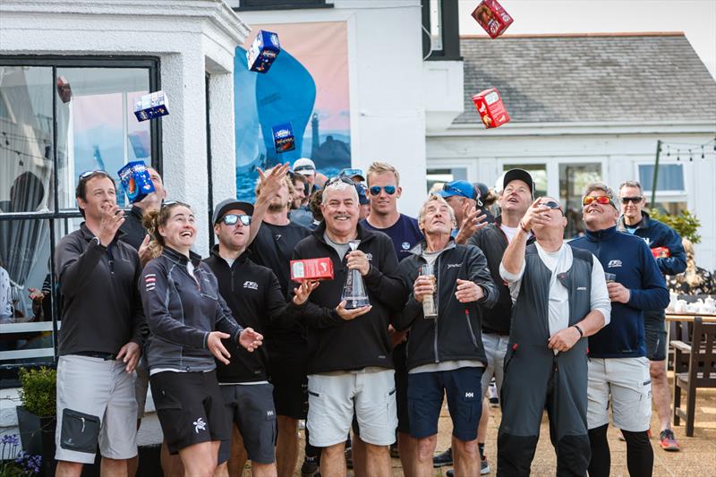 Ian Atikins' team on Dark N Stormy: `We just had a blast. I wish it would go on for a few more days....` - Easter Eggs and prizes for the IRC One winners in the RORC Easter Challenge - photo © Paul Wyeth / www.pwpictures.com