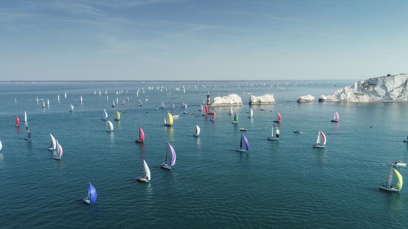 Round the Island Race fleet at the Needles - photo © Paul Wyeth / www.pwpictures.com