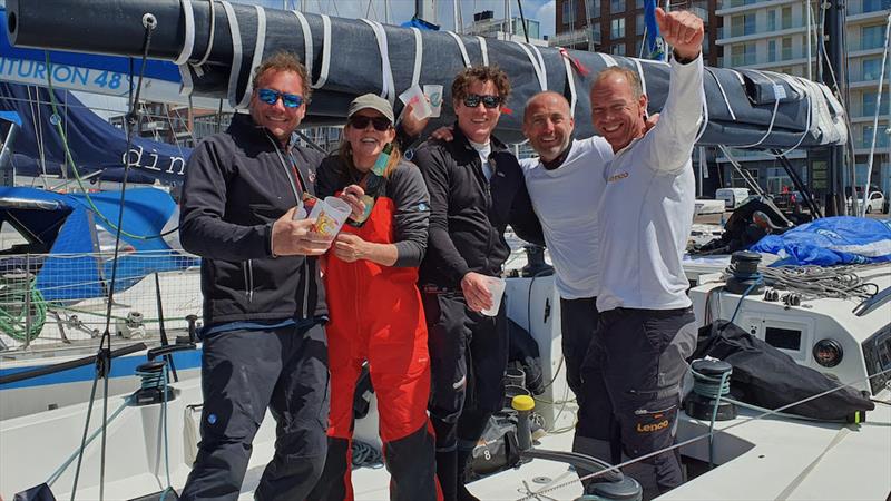 The victorious Il Corvo team celebrate at the the Yacht Club Scheveningen - North Sea Race - photo © Tim Thubron / RORC