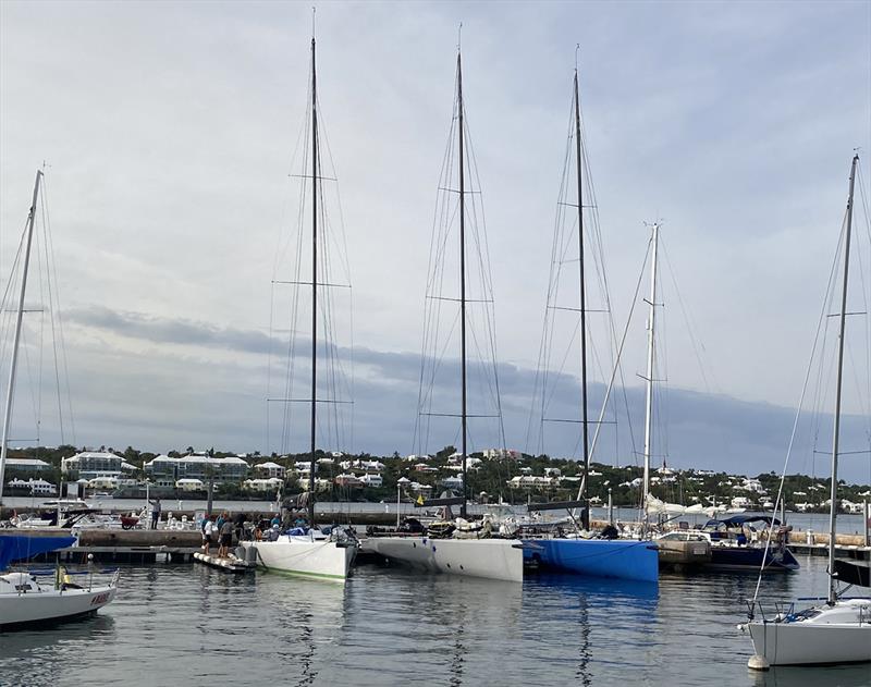 Three 52-footers berthed at Royal Bermuda Yacht Club this morning were, left to right, Hooligan, Callisto, and Warrior Won - photo © John Burnham
