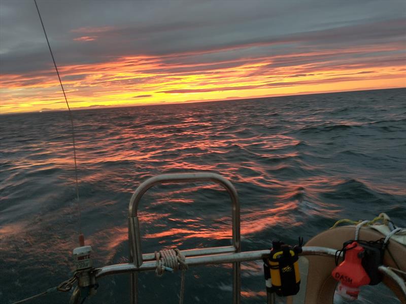 Sunset on Saturday evening in the Scarborough Yacht Club North Sea Race - photo © SYC