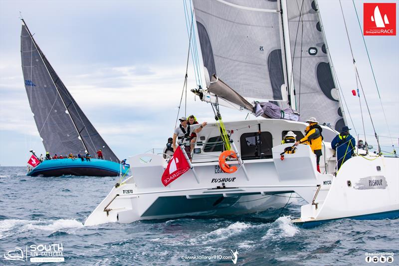 Will Rushour manage to fend off Antipodes on the upwind leg - 2022 Groupama Race - photo © Nic Douglass @sailorgirlHQ