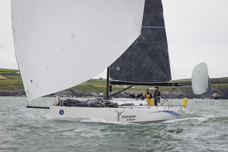 SL ENERGIES Groupe Fastwave skippered by Laurent Charmy at the start of the SSE Renewables Round Ireland Race photo copyright David Branigan / Oceansport taken at Wicklow Sailing Club and featuring the IRC class