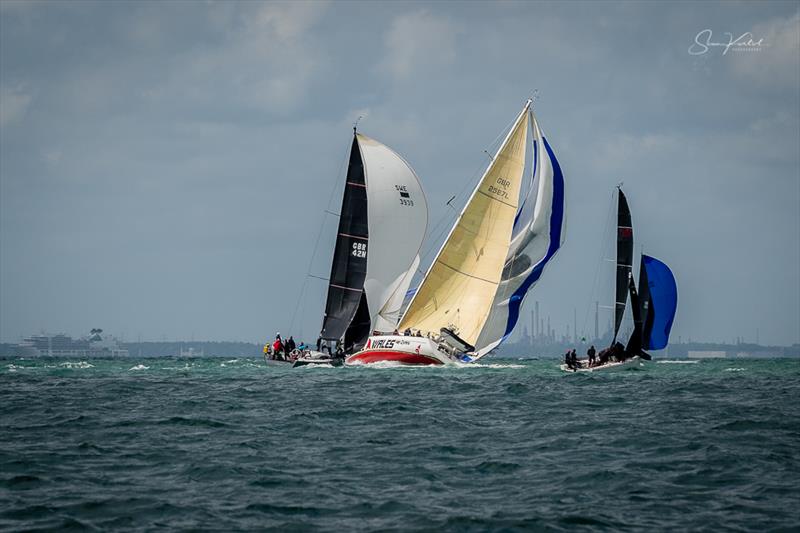 Sailing up the Eastern end of the Solent during the Round the Island Race 2022 photo copyright Sam Kurtul / www.worldofthelens.co.uk taken at Island Sailing Club, Cowes and featuring the IRC class