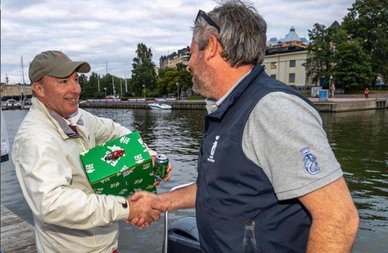 Roschier Baltic Sea Race: RORC Racing Manager Chris Stone congratulates Clarke Murphy of Ambersail 2 - photo © Pepe Korteniemi /www.pepekorteniemi.fi