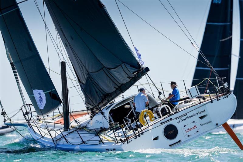 In IRC Two-Handed Ross Hobson's Open 50 Pegasus of Northumberland was in the first start and leads the class on the water in the Sevenstar Round Britain & Ireland Race - photo © Rick Tomlinson / RORC