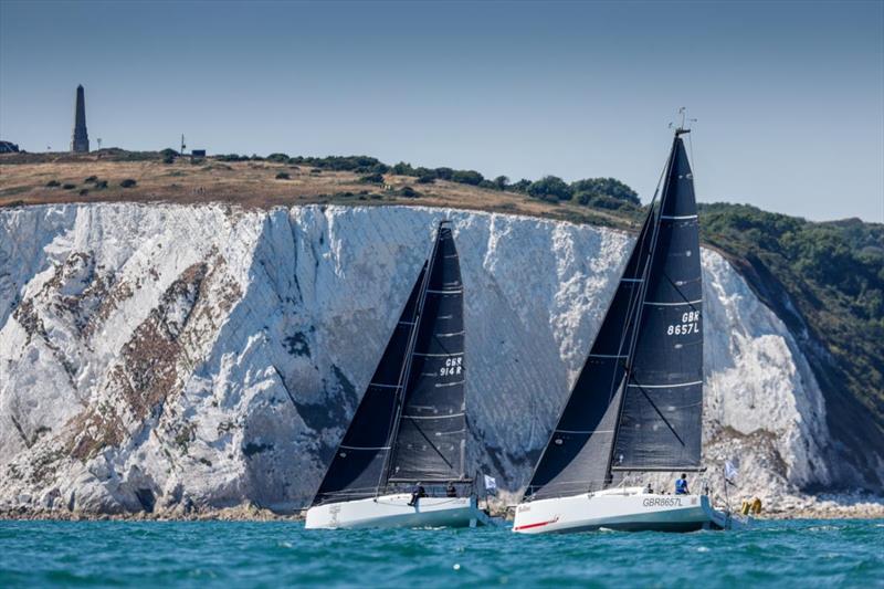 Gavin Howe's Sun Fast 3600 Tigris, racing with Maggie Adamson and Rob Craigie's Sun Fast 3600 Bellino, racing with Deb Fish in the Sevenstar Round Britain & Ireland Race photo copyright Paul Wyeth / www.pwpictures.com taken at Royal Ocean Racing Club and featuring the IRC class