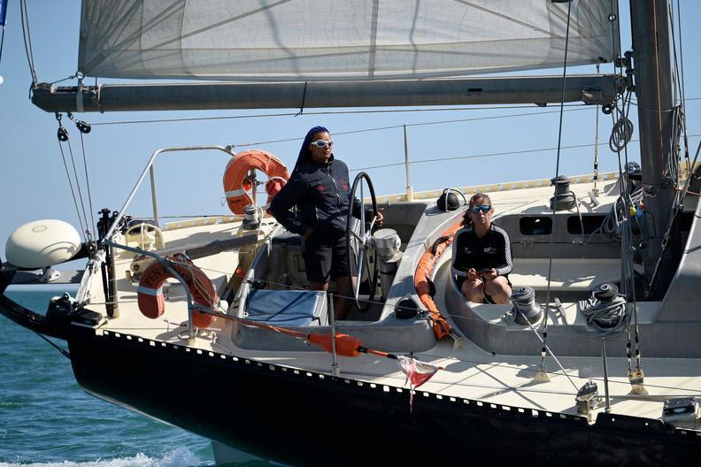 Marie Tabarly at the helm of Pen Duick VI with 12 on board including Vendee Globe skipper Alexia Barrier during the Sevenstar Round Britain & Ireland Race - photo © Rick Tomlinson / RORC