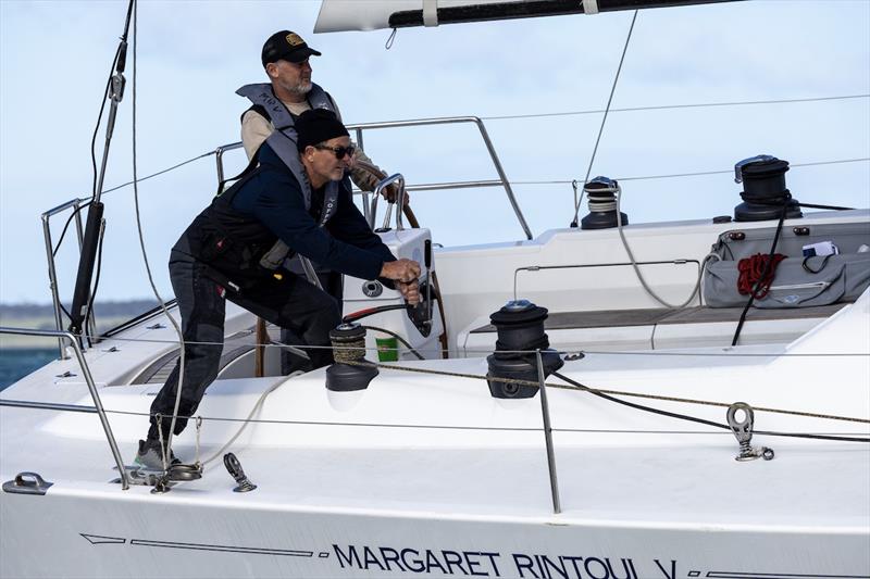 Damien King and Grant Allen working hard to the finish on MRV - 2022 Winter Series photo copyright Drew Malcolm taken at Ocean Racing Club of Victoria and featuring the IRC class