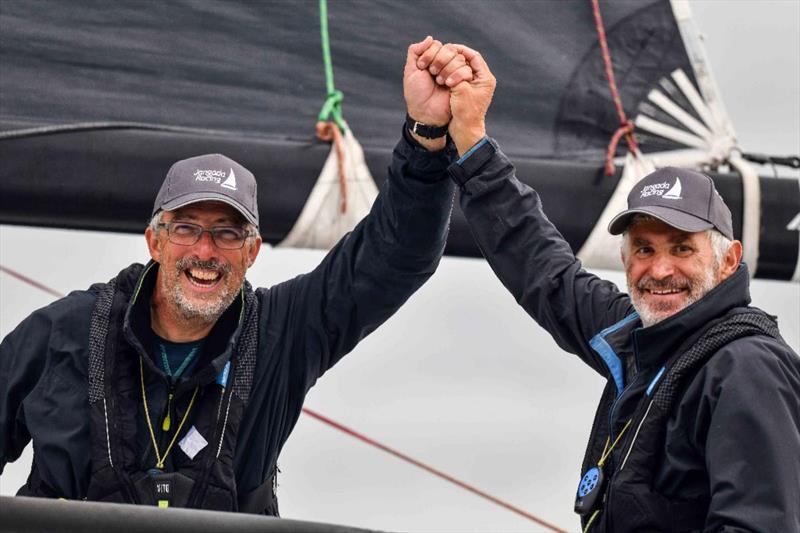 Richard Palmer and Rupert Holmes celebrate after completing the non-stop race - Sevenstar Round Britain & Ireland Race photo copyright James Tomlinson / RORC taken at Royal Ocean Racing Club and featuring the IRC class