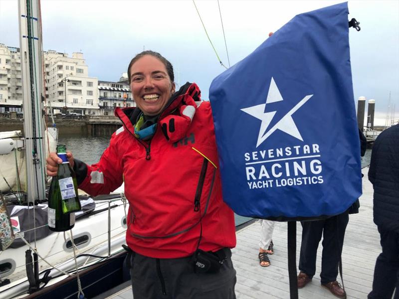 Louise Clayton celebrates dockside photo copyright RORC taken at Royal Ocean Racing Club and featuring the IRC class