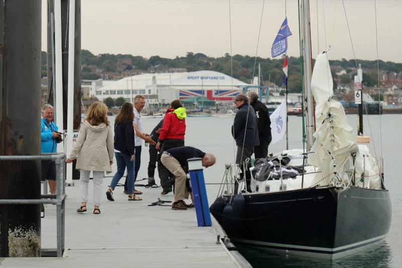 Dockside welcome from friends and family photo copyright James I Chrismas taken at Royal Ocean Racing Club and featuring the IRC class