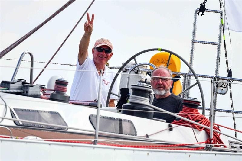 Peterson 43 Snifix Dry (GER) raced by Dirk Lahmann & Wilhelm Demeli were met by a crowd of well-wishers on the dock after 17 days of racing photo copyright James Tomlinson / RORC taken at Royal Ocean Racing Club and featuring the IRC class