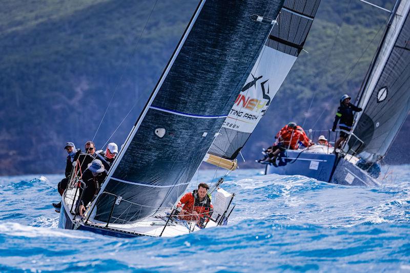 Farr N Away chases Get It On on day 5 at 2022 Hamilton Island Race Week photo copyright Salty Dingo taken at Hamilton Island Yacht Club and featuring the IRC class