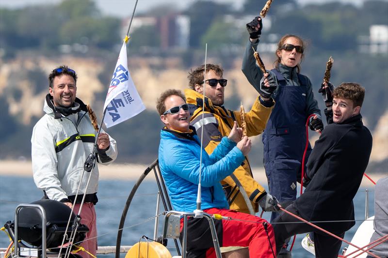 The International Paint Poole Regatta Canford Cup is presented to Ed Wilton and the crew of 'Who's Next' - photo © Ian Roman / www.ianroman.com