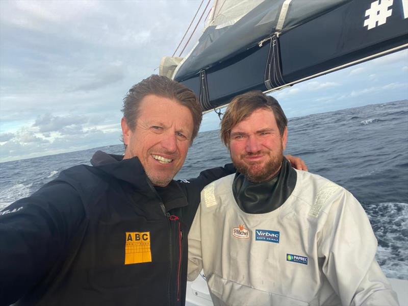 Brieuc Maisonneuve (CMA Île-de-France - 60000 Rebonds) was rescued by Jean-Pierre Dick (Notre Méditerranée-Ville de Nice) during the Route du Rhum - Destination Guadeloupe photo copyright Jean-Pierre Dick taken at  and featuring the IRC class