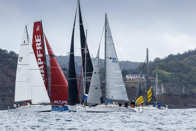 Multi-class fleet assembles at the beginning of the Peters & May Round Antigua Race photo copyright Paul Wyeth / pwpictures.com taken at Antigua Yacht Club and featuring the IRC class