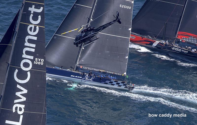 Andoo Comanche, Black Jack, Law Connect and one helicopter! - 2022 Sydney Hobart race - photo © Bow Caddy Media