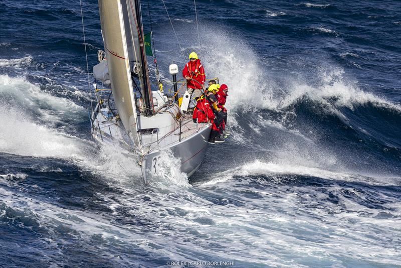 The Caprice 40, Chutzpah (Bruce Taylor VIC) climbs the moving mountains of Storm Bay - 2022 Rolex Sydney Hobart photo copyright Carlo Borlenghi taken at Cruising Yacht Club of Australia and featuring the IRC class